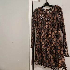 For Love and Lemons Black and Tan/Nude Star Dress Size L